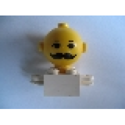 Homemaker Figure / Maxifigure Torso Assembly with Yellow Head with Black Eyes, Eyebrows, and Moustache Pattern (792c03 / 685px5) - White