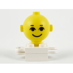 Homemaker Figure / Maxifigure Torso Assembly with Yellow Head with Black Eyes, Eyebrows, and Smile Pattern (792c03 / 685px4) - White