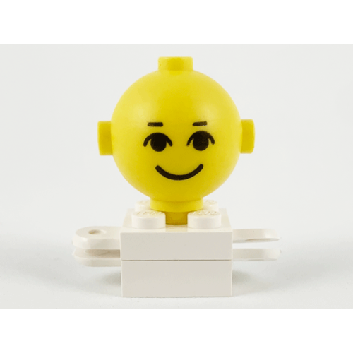 Деталь LEGO 685px4c01 Homemaker Figure / Maxifigure Torso Assembly with Yellow Head with Black Eyes, Eyebrows, and Smile Pattern (792c03 / 685px4) - White