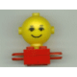 Homemaker Figure / Maxifigure Torso Assembly with Yellow Head with Black Eyes, Eyebrows, and Smile Pattern (792c03 / 685px4) - Red