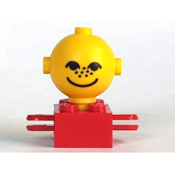 Homemaker Figure / Maxifigure Torso Assembly with Yellow Head with Black Eyes, Freckles, and Smile Pattern (792c03 / 685px3) - Red