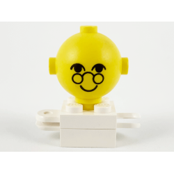Homemaker Figure / Maxifigure Torso Assembly with Yellow Head with Black Eyes, Glasses, and Smile Pattern (792c03 / 685px2) - White