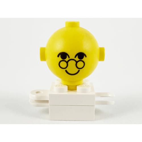 Деталь LEGO 685px2c01 Homemaker Figure / Maxifigure Torso Assembly with Yellow Head with Black Eyes, Glasses, and Smile Pattern (792c03 / 685px2) - White