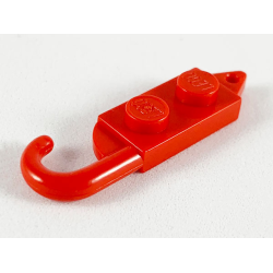 Hook Plate, Modified 1 x 2 with Crane Hook Left - Red