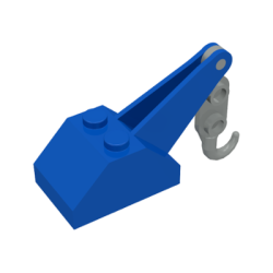 Hook Slope 45 2 x 3 x 1 1/3 Double with Arm with Light Gray Tow Hook (3135 / 3136) - Blue