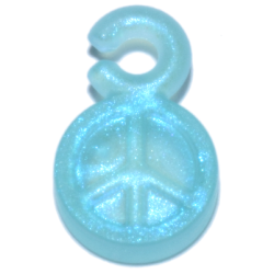 Charm, Peace Symbol - Satin Trans-Light Blue