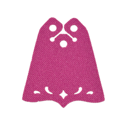 Деталь LEGO 26486 Mini Doll, Cape Cloth, Friends, Center Point at Bottom, 3 Small Top Holes and Swirl and Diamond Shaped Holes - Spongy Stretchable Fabric - Magenta