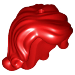 Mini Doll, Hair Female Long Wavy with Right Side Part, Short Sides, Holes on Top and Side - Flexible Rubber - Red