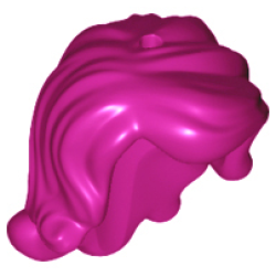 Mini Doll, Hair Female Long Wavy with Right Side Part, Short Sides, Holes on Top and Side - Flexible Rubber - Magenta