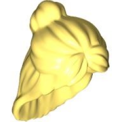 Mini Doll, Hair Female Long, Parted Bangs, Swept Back in Bun, Hole in Back - Bright Light Yellow