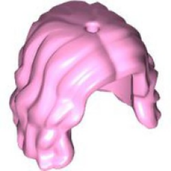 Mini Doll, Hair Female Mid-Length, Wavy, Parted in Center - Bright Pink