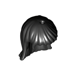 Mini Doll, Hair Friends Long Straight, Hole on Top and Left - Black Mini Doll, Hair Friends Long Straight, Hole on Top and Left - Black