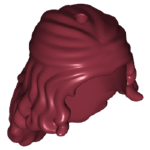 Деталь LEGO 92258 Mini Doll, Hair Friends Long Wavy, Partially Tied Back, Hole on Top and Back - Dark Red