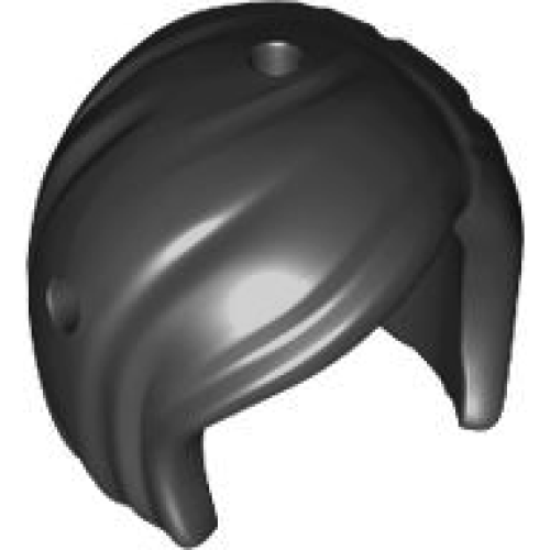 Деталь LEGO 86399 Mini Doll, Hair Friends Short, Bob Cut, Hole on Top and Right - Hard Plastic - Black