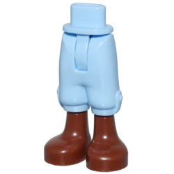 Mini Doll Hips and Trousers Cropped with Molded Reddish Brown Legs and Feet Pattern - Thin Hinge - Bright Light Blue