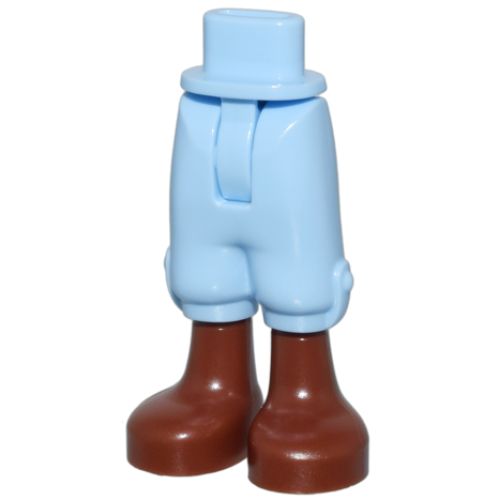Деталь LEGO 36196c00pb004 Mini Doll Hips and Trousers Cropped with Molded Reddish Brown Legs and Feet Pattern - Thin Hinge - Bright Light Blue