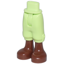 Mini Doll Hips and Trousers Cropped with Molded Reddish Brown Legs and Feet Pattern - Thin Hinge - Yellowish Green