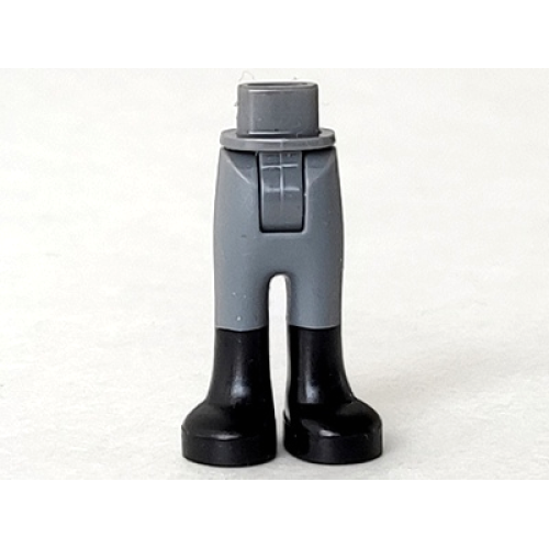 Деталь LEGO 92253c00pb08 Mini Doll Hips and Trousers with Back Pockets with Black Boots Pattern - Thick Hinge - Dark Bluish Gray