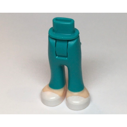 Деталь LEGO 92253c00pb30 Mini Doll Hips and Trousers with Back Pockets with Light Nougat Feet with White Shoes Pattern - Thick Hinge - Dark Turquoise