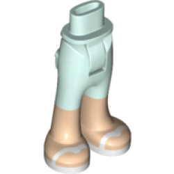 Mini Doll Hips and Trousers with Back Pockets with Light Nougat Lower Legs and White Sandals Pattern - Thick Hinge - Light Aqua Mini Doll Hips and Trousers with Back Pockets with Light Nougat Lower Legs and White Sandals Pattern - Thick Hinge - Light Aqua