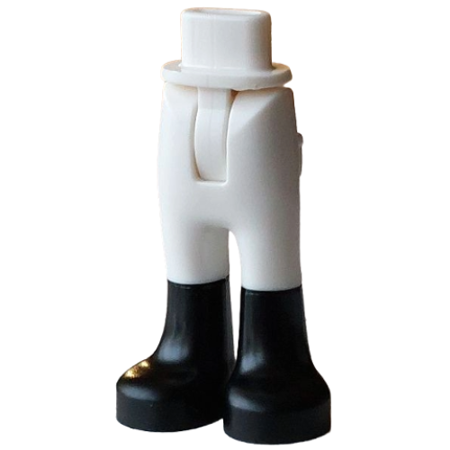Деталь LEGO 67072c00pb005 Mini Doll Hips and Trousers with Back Pockets with Molded Black Lower Legs / Boots Pattern - Thin Hinge - White