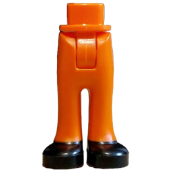 Mini Doll Hips and Trousers with Back Pockets with Molded Black Shoes Pattern - Thick Hinge - Reddish Orange
