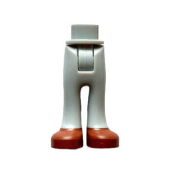 Mini Doll Hips and Trousers with Back Pockets with Reddish Brown Shoes Pattern - Thick Hinge - Light Bluish Gray