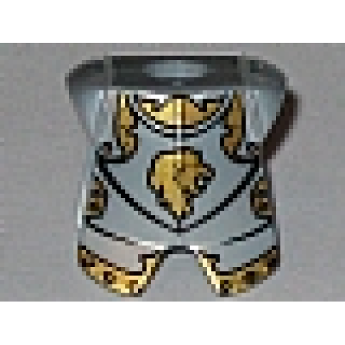 Деталь LEGO 2587pb23 Minifigure Armor Breastplate with Leg Protection with Kingdoms Lion Head Pattern - Pearl Light Gray