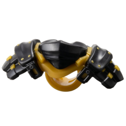 Minifigure Armor Shoulder Pads and Bandana with Molded Pearl Gold Rivets and Scabbard for 2 Katanas Pattern - Black