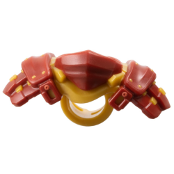 Minifigure Armor Shoulder Pads and Bandana with Molded Pearl Gold Rivets and Scabbard for 2 Katanas Pattern - Dark Red