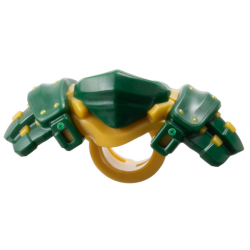 Minifigure Armor Shoulder Pads and Bandana with Molded Pearl Gold Rivets and Scabbard for 2 Katanas Pattern - Dark Green