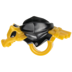 Minifigure Armor Shoulder Pads and Scarf with Molded Pearl Gold Dragon Head, Tail and Scabbard for 2 Katanas Pattern - Black