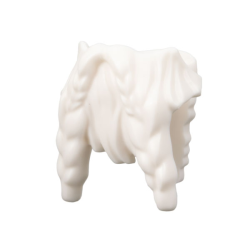 Minifigure Beard, Full with Braided Moustache Ends and Braid in Back - White