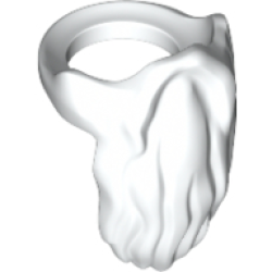 Minifigure Beard, Rounded End - White