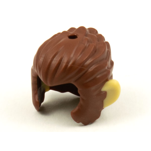 Деталь LEGO 53094pb01 Minifigure, Hair and Sideburns, Swept Back with Molded Tan Ears Pattern - Reddish Brown
