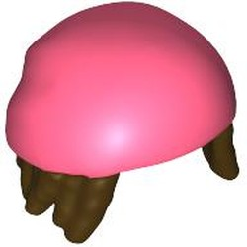 Деталь LEGO 112428pb01 Minifigure, Hair Combo, Bandana with Molded Dark Brown Short Dreadlocks Pattern - Coral