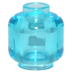 Minifigure, Head (Plain) - Trans-Light Blue
