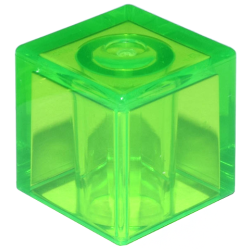 Minifigure, Head, Modified Cube - Trans-Bright Green