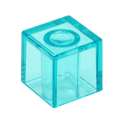 Minifigure, Head, Modified Cube - Trans-Light Blue