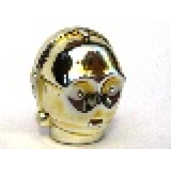 Minifigure, Head, Modified SW 3PO / TC Series Protocol Droid, Plain (C-3PO / K-3PO / R-3PO) - Chrome Gold