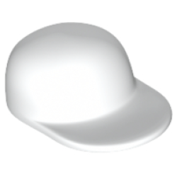 Minifigure, Headgear Cap - Long Flat Bill - White Minifigure, Headgear Cap - Long Flat Bill - White