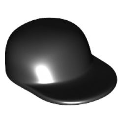 Minifigure, Headgear Cap - Long Flat Bill - Black Minifigure, Headgear Cap - Long Flat Bill - Black