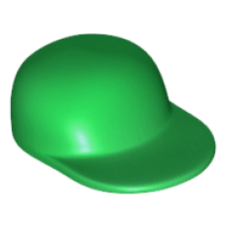 Minifigure, Headgear Cap - Long Flat Bill - Green Minifigure, Headgear Cap - Long Flat Bill - Green