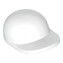 Minifigure, Headgear Cap - Short Curved Bill - White