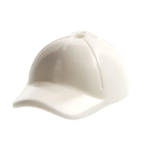 Деталь LEGO 11303 Minifigure, Headgear Cap - Short Curved Bill with Seams and Hole on Top - White