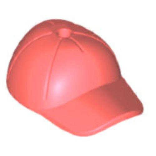 Деталь LEGO 11303 Minifigure, Headgear Cap - Short Curved Bill with Seams and Hole on Top - Coral