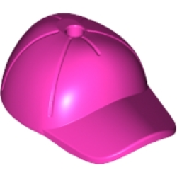 Minifigure, Headgear Cap - Short Curved Bill with Seams and Hole on Top - Dark Pink