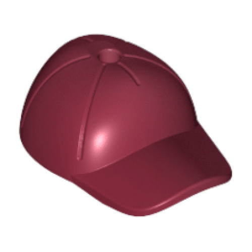 Деталь LEGO 11303 Minifigure, Headgear Cap - Short Curved Bill with Seams and Hole on Top - Dark Red