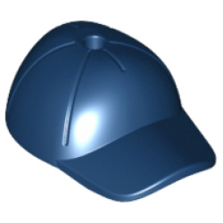 Minifigure, Headgear Cap - Short Curved Bill with Seams and Hole on Top - Dark Blue