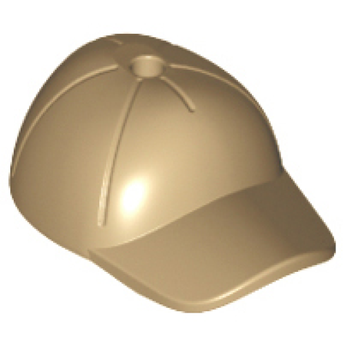 Деталь LEGO 11303 Minifigure, Headgear Cap - Short Curved Bill with Seams and Hole on Top - Dark Tan